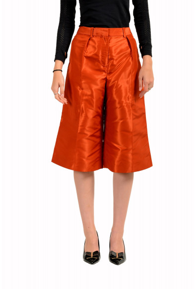 Maison Margiela Women's Orange Pleated Bermuda Shorts 