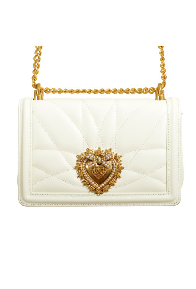 Dolce & Gabbana Women's White Medium Devotion Quilted Leather Shoulder Bag: Picture 2