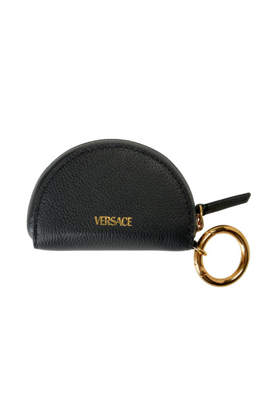 Versace Unisex Black Pebbled Leather Medusa Head Coin Case Keychain: Picture 2