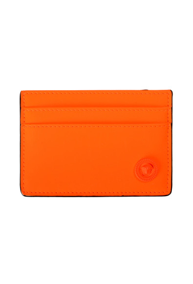 Versace Unisex Bright Orange Rubber Coated Canvas Card Case