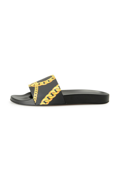 Versace Men's Gold & Black Chain Print Pool Slide Flip Flops Shoes: Picture 2