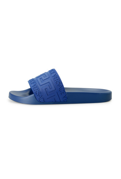 Versace Men's Navy Blue "Greca" Print Embossed Pool Slide Flip Flops Shoes: Picture 2