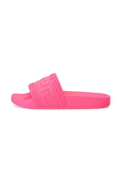 Versace Women's Fuxia Pink "Greca" Print Embossed Pool Slide Flip Flops Shoes: Picture 2
