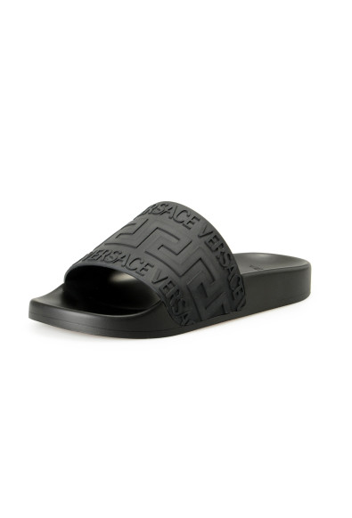 Versace Men's Black "Greca" Print Embossed Pool Slide Flip Flops Shoes