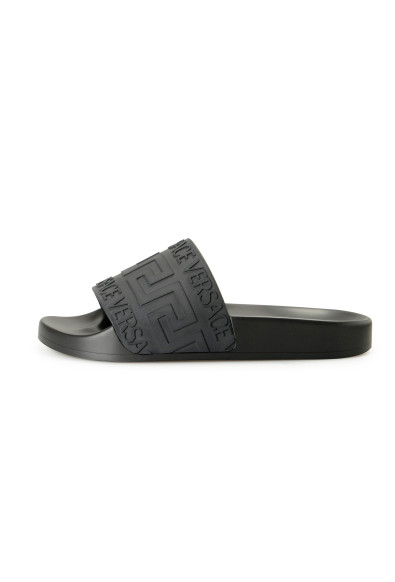 Versace Men's Black "Greca" Print Embossed Pool Slide Flip Flops Shoes: Picture 2