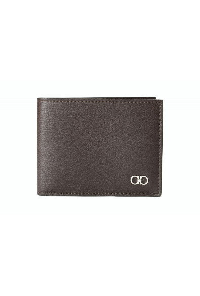 Salvatore Ferragamo Men's Dark Brown Pebbled Leather Bifold Wallet