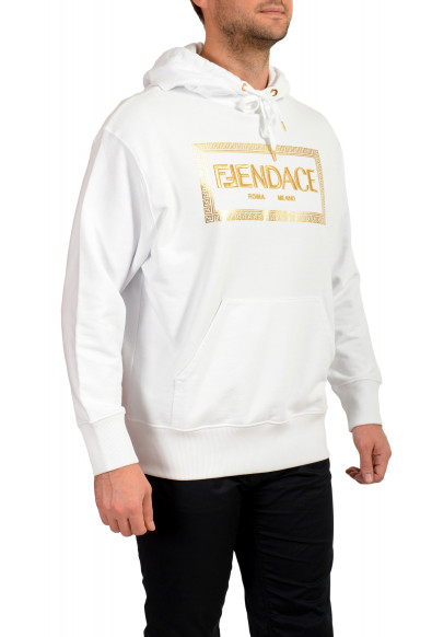 Fendace Men's White&Gold New Logo Embroidery Hooded Sweatshirt Hoodie: Picture 2