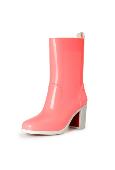 Christian Louboutin Women's "Version Splash" Pink Heeled Rain Boots Shoes