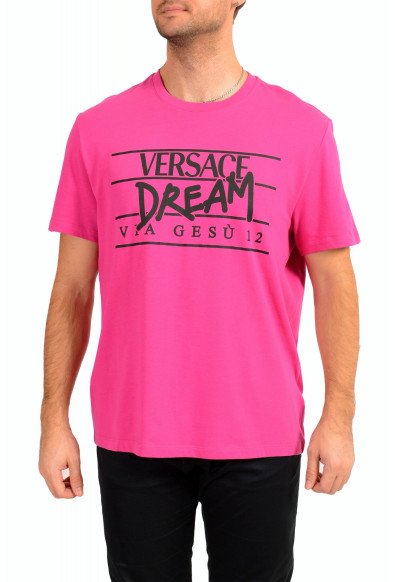 Versace Men's Mitchel Fit Purple Logo Print Short Sleeve Crewneck Shirt