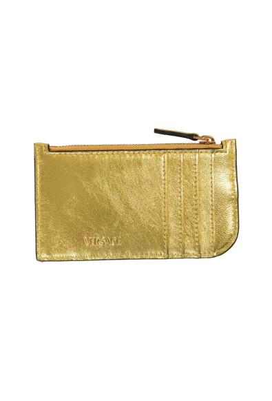 Versace Women's Gold Quilted Textured 100% Leather Card Case Keychain: Picture 2