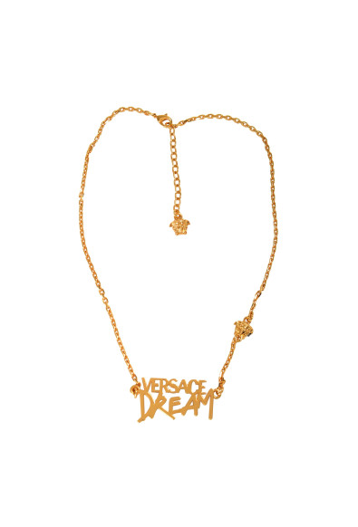 Versace Unisex Gold Color Metal Chain Necklace Pendant
