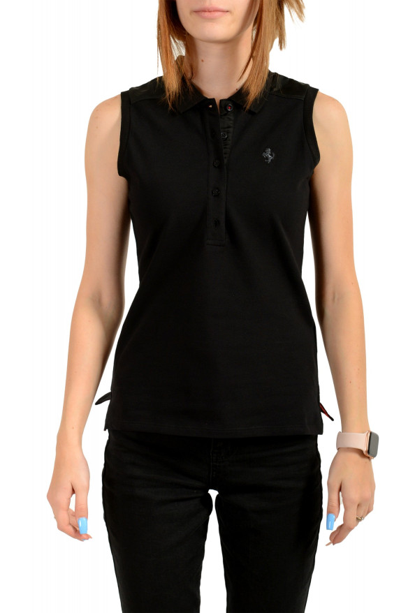 Scuderia Ferrari Women's Black Sleeveless Logo Embroidery Polo Shirt