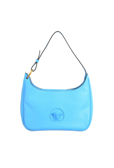 Versace Women's Blue 100% Leather Medusa Head Hobo Shoulder Bag