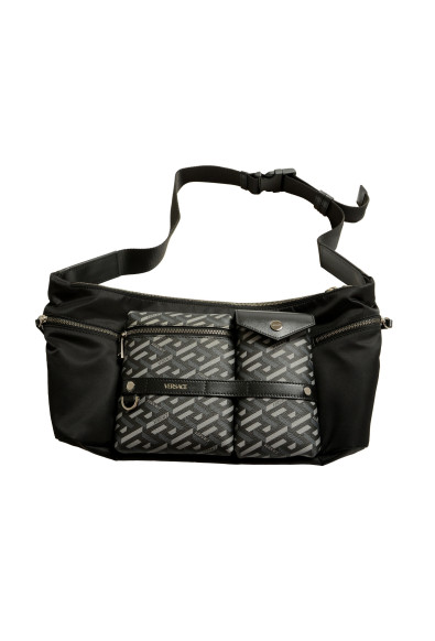 Versace Men's "La Greca" Canvas & Leather Handbag Shoulder Bag