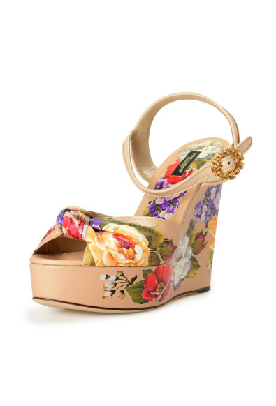 Dolce & Gabbana Women's Floral Multi-Color Leather Wedges Sandals Shoes
