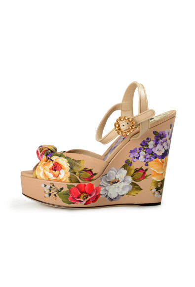 Dolce & Gabbana Women's Floral Multi-Color Leather Wedges Sandals Shoes: Picture 2