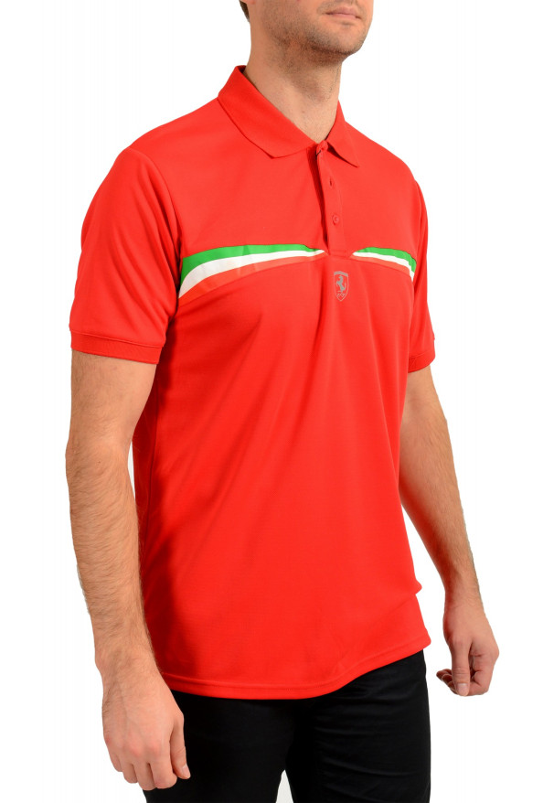 Scuderia Ferrari Men's Red Tricolor Print Short Sleeve Polo Shirt: Picture 2