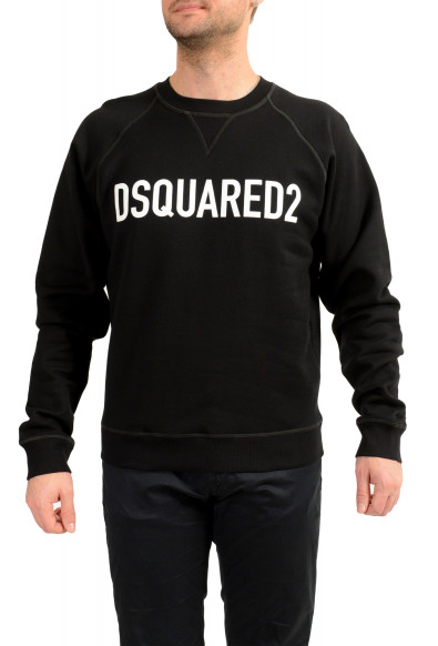 Dsquared2 Men's Black Cool Reglan Fit Logo Print Long Sleeve Crewneck Sweatshirt