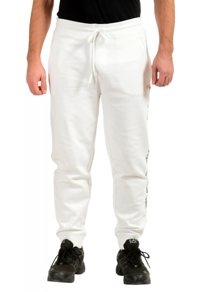Hugo Boss Men's "Drocodile" White Logo Print Track Sweat Pants