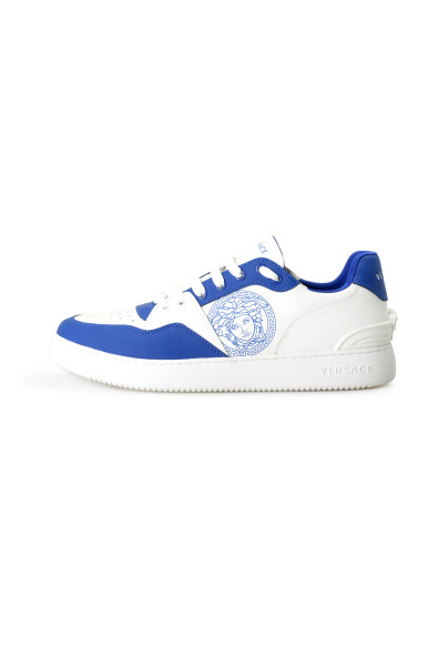 Versace Men's Medusa Logo White & Blue Leather Sneakers Shoes: Picture 2