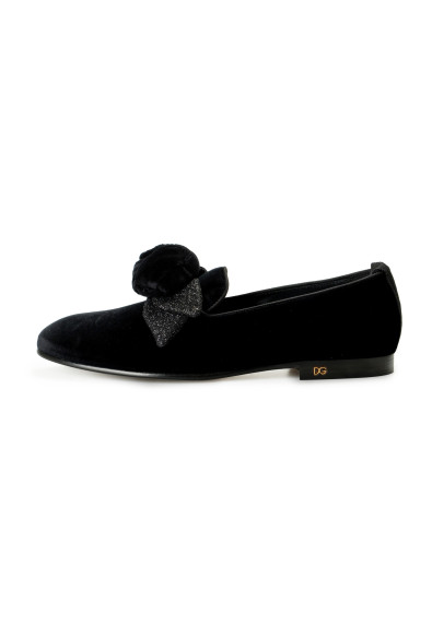 Dolce & Gabbana Women's Black Velour Flats Loafers Slip In Shoes: Picture 2