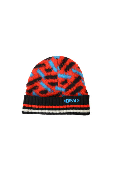 Versace Unisex Multi-Color Brushed Jacquard 100% Wool Knitted Beanie Hat