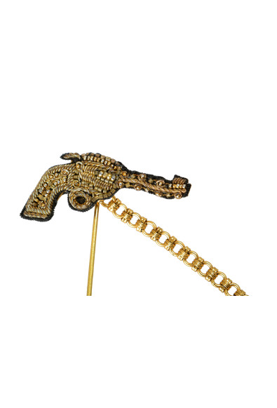 Dolce & Gabbana Brass Copper Silk Lapel Pin Revolver Gun Brooch: Picture 2