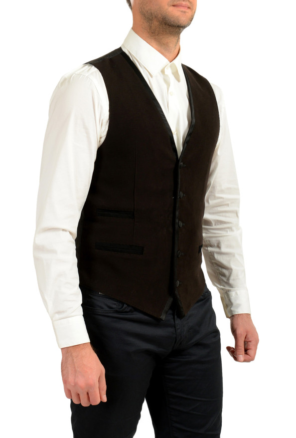 Dolce & Gabbana Men's Off Black Silk Button Down Vest: Picture 2