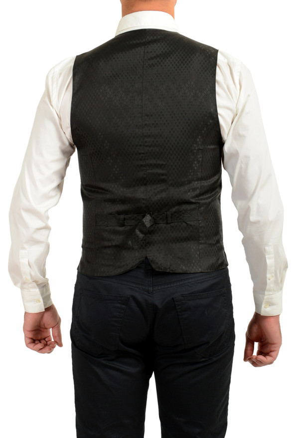Dolce & Gabbana Men's Off Black Silk Button Down Vest: Picture 3