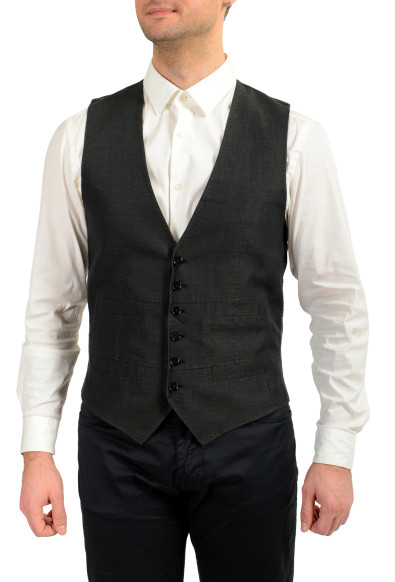 Dolce & Gabbana Men's Gray Linen Button Down Vest