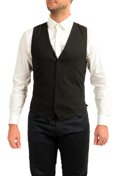 Dolce & Gabbana Men's Black Striped 100% Wool Button Down Vest