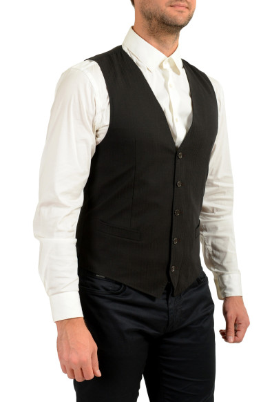 Dolce & Gabbana Men's Black Striped 100% Wool Button Down Vest: Picture 2