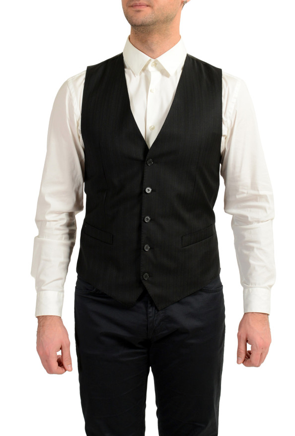 Dolce & Gabbana Men's Black Striped 100% Wool Button Down Vest