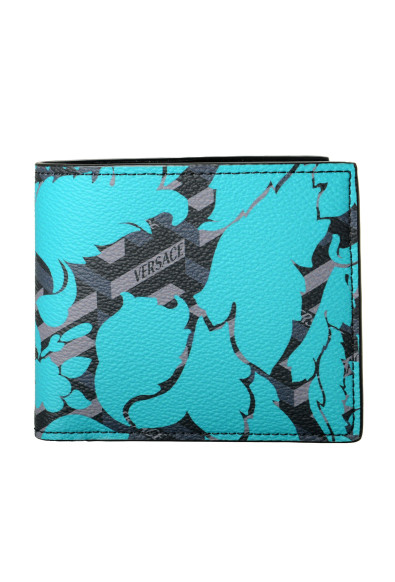 Versace Unisex Multi-Color 100% Textured Leather Floral Print Bifold Wallet