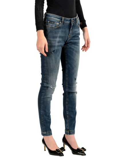 Dolce & Gabbana Women's "Pretty" Blue Distressed Straight Leg Jeans : Picture 2