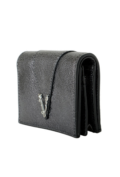 Versace Women's Metal Gray 100% Textured Leather V-Logo Wallet: Picture 2
