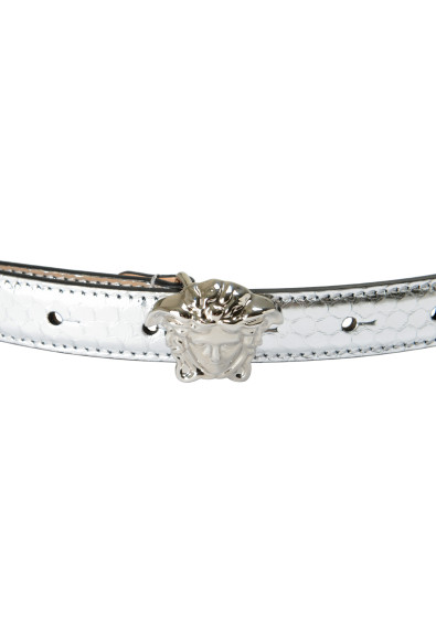 Versace Women's Silver 100% Leather Medusa Head Skinny Belt : Picture 2