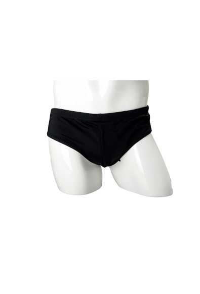 Versace Men's Black Logo Print Brief Swim Bottom 