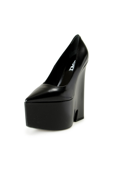 Versace Women's Black Leather Platform High Heel Pumps Shoes 