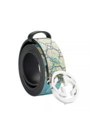 Gucci Unisex Guccissima Flower Print Leather Double G Buckle Belt 