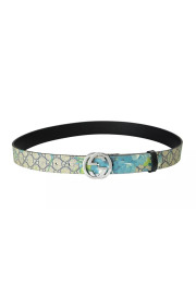 Gucci Unisex Guccissima Flower Print Leather Double G Buckle Belt : Picture 3
