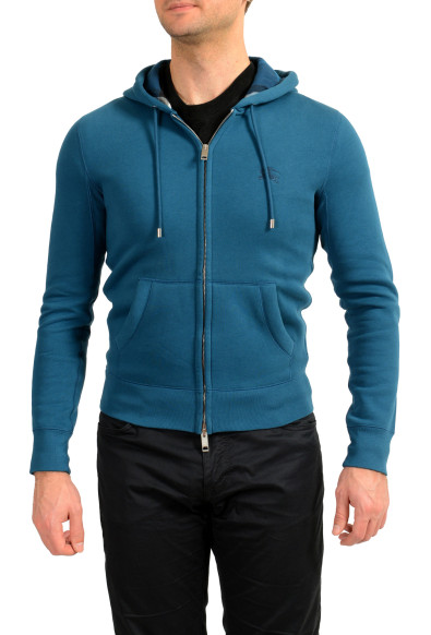Burberry Men's "CLAREDON" Mineral Blue Hooded Full Zip Track Jacket 