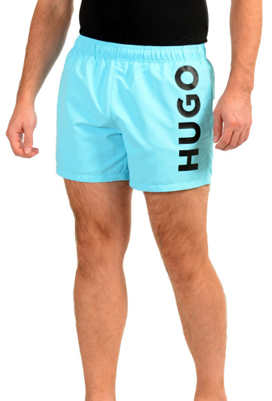Hugo Boss Men's "ABAS" Bright Blue Logo Print Swim Board Shorts: Picture 2