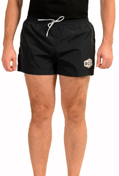 Hugo Boss Men's "Pacific" Black Logo Print Swim Board Shorts 