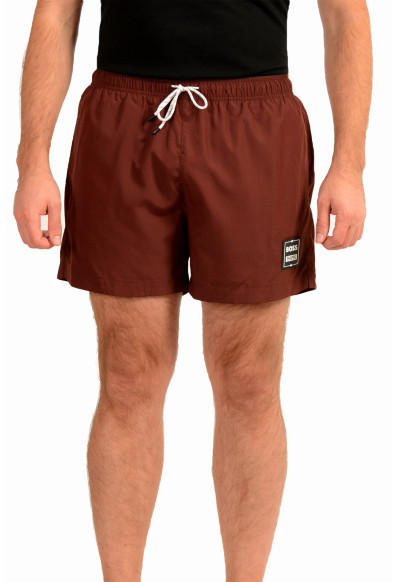Hugo Boss Men's "Phipps" Plum Purple Logo Print Swim Board Shorts