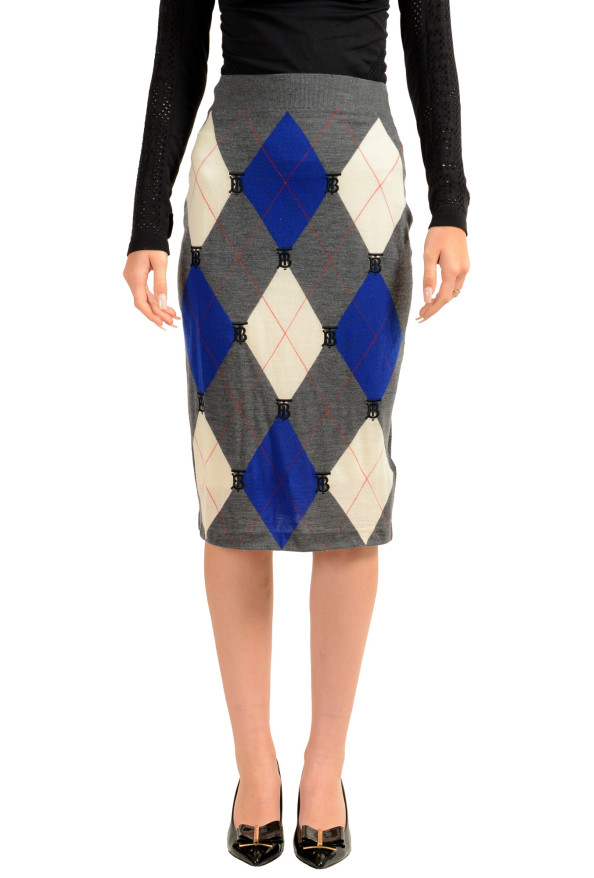 Burberry Women's "Pennelope" Wool Silk Stretch Bodycon Pencil Skirt