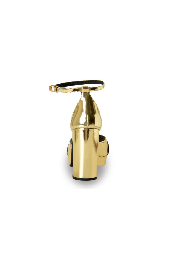 Versace Women's Gold Leather Ankle Strap High Heel Pumps Shoes: Picture 3