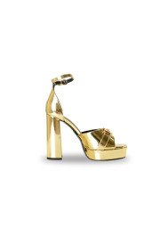 Versace Women's Gold Leather Ankle Strap High Heel Pumps Shoes: Picture 4