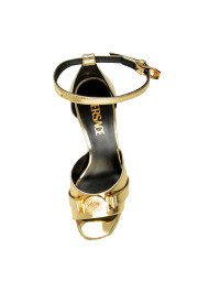 Versace Women's Gold Leather Ankle Strap High Heel Pumps Shoes: Picture 7