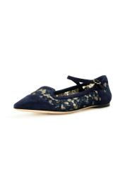 Dolce & Gabbana Women's Navy Blue Lace Leather Ballet Flat Shoes